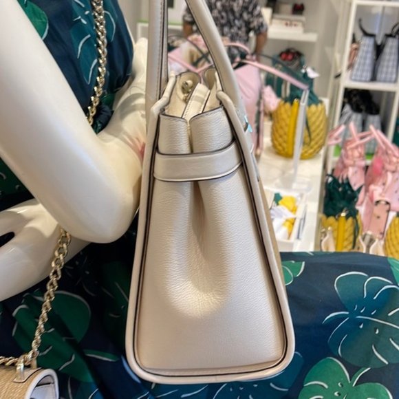 Kate Spade Lucia Straw Medium Satchel Parchment - Picture 13 of 16